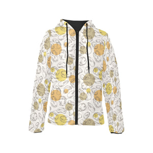 Potato Chips Pattern Print Design 02 Women's Padded Hooded Jacket