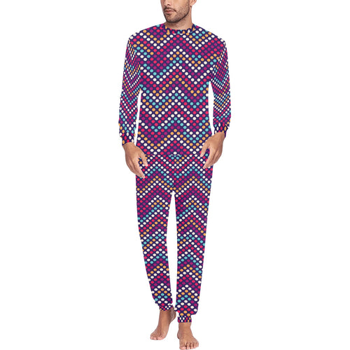 Zigzag Chevron Pokka Dot Aboriginal Pattern Men's All Over Print Pajama