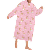 Giraffe Pattern Print Design 01 Blanket Robe with Sleeves