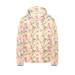 Hummingbird Pattern Print Design 03 Kids' Boys' Girls' Padded Hooded Jacket