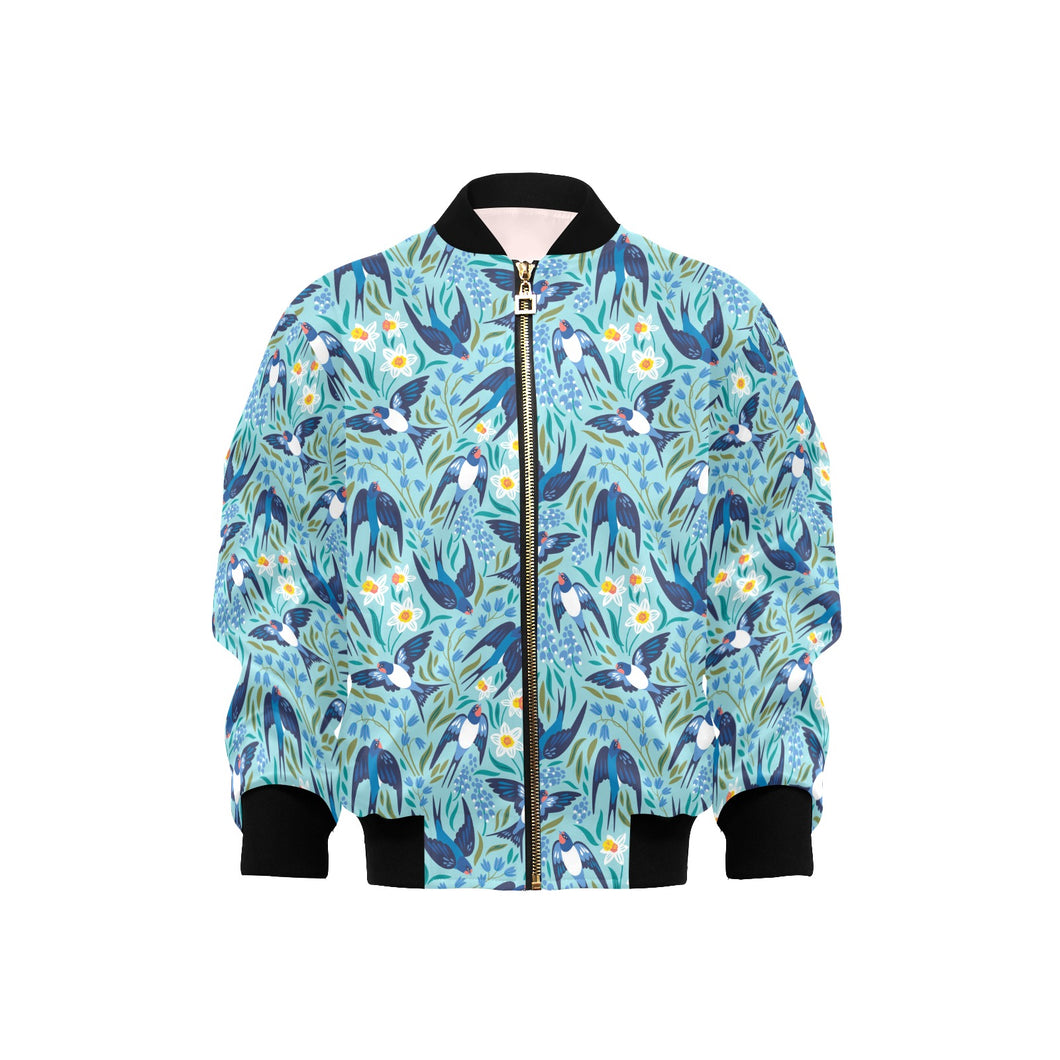 Swallow Pattern Print Design 05 Kids' Boys' Girls' Bomber Jacket