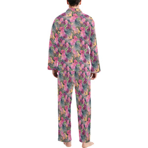 Hibiscus Pattern Print Design 03 Men's Long Pajama Set