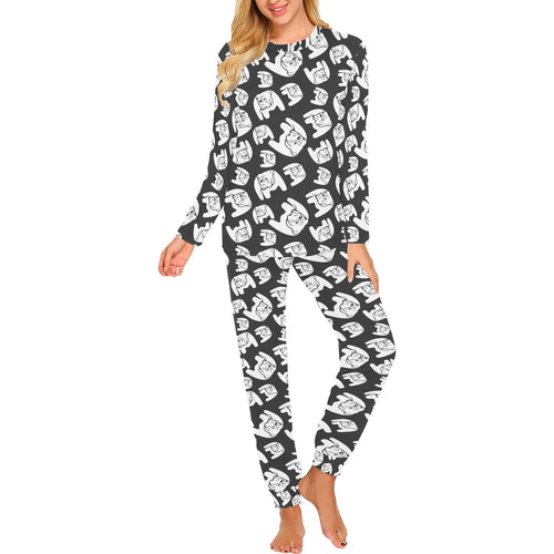 English Bulldog Pattern Print Design 02 Women's All Over Print Pajama Set