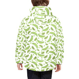 Green Peas Pattern Print Design 02 Kids' Boys' Girls' Padded Hooded Jacket