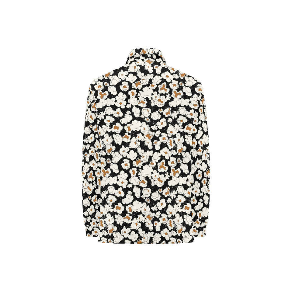 Popcorn Pattern Print Design 02 Women's Long Sleeve Polo Shirt