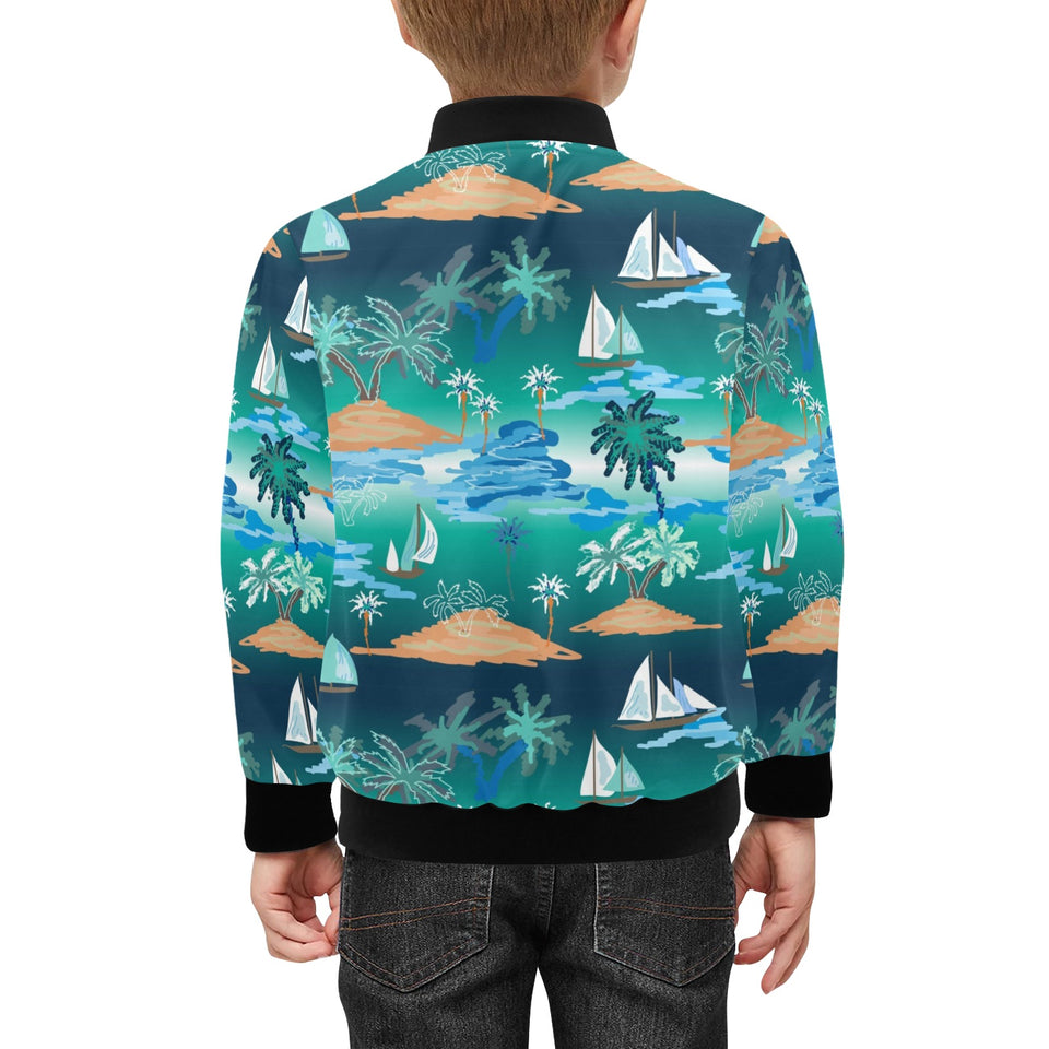 Sailboat Water Color Pattern Kids' Boys' Girls' Bomber Jacket