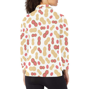 Peanut Theme Pattern Women's Long Sleeve Polo Shirt