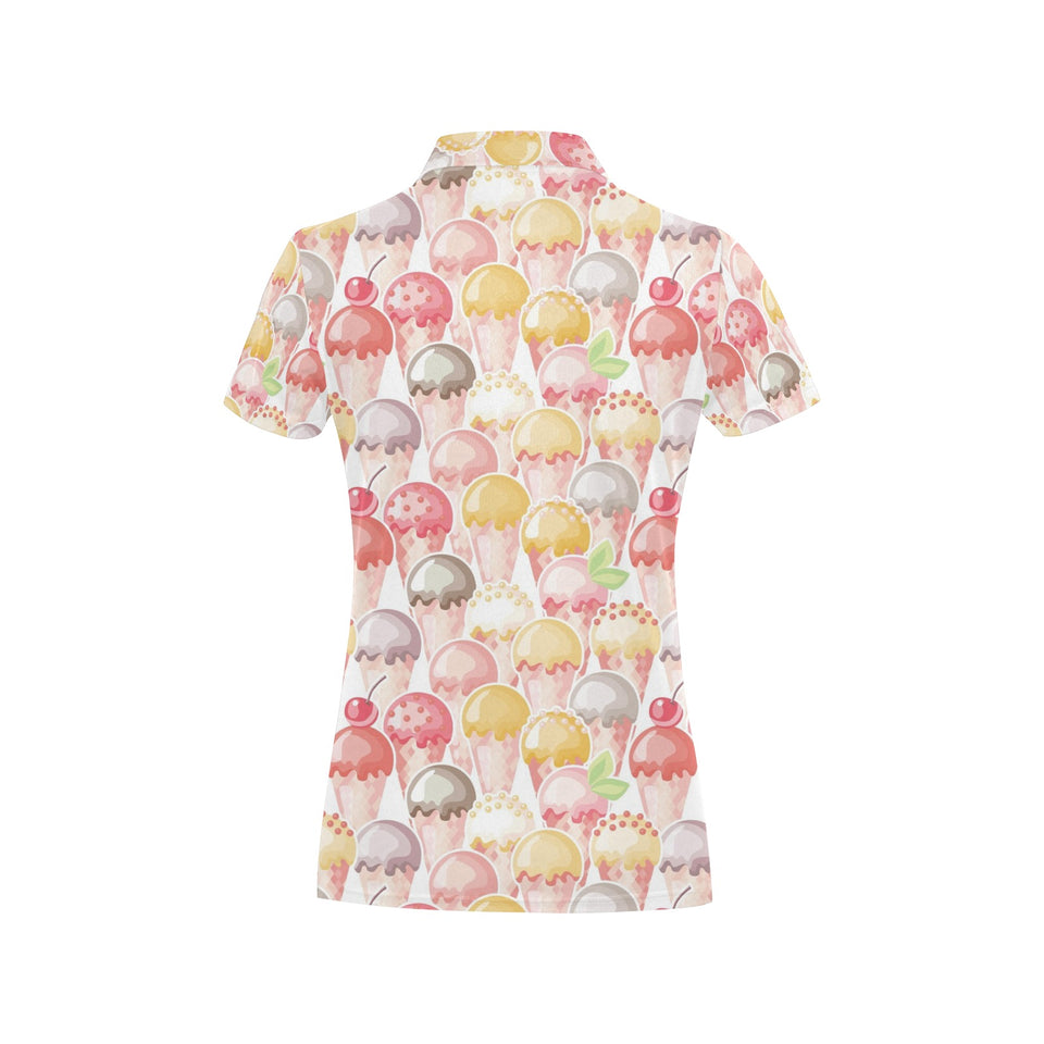 Ice Cream Cone Pattern Women's All Over Print Polo Shirt