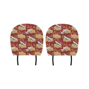 Japanese Crane Theme Pattern Car Headrest Cover