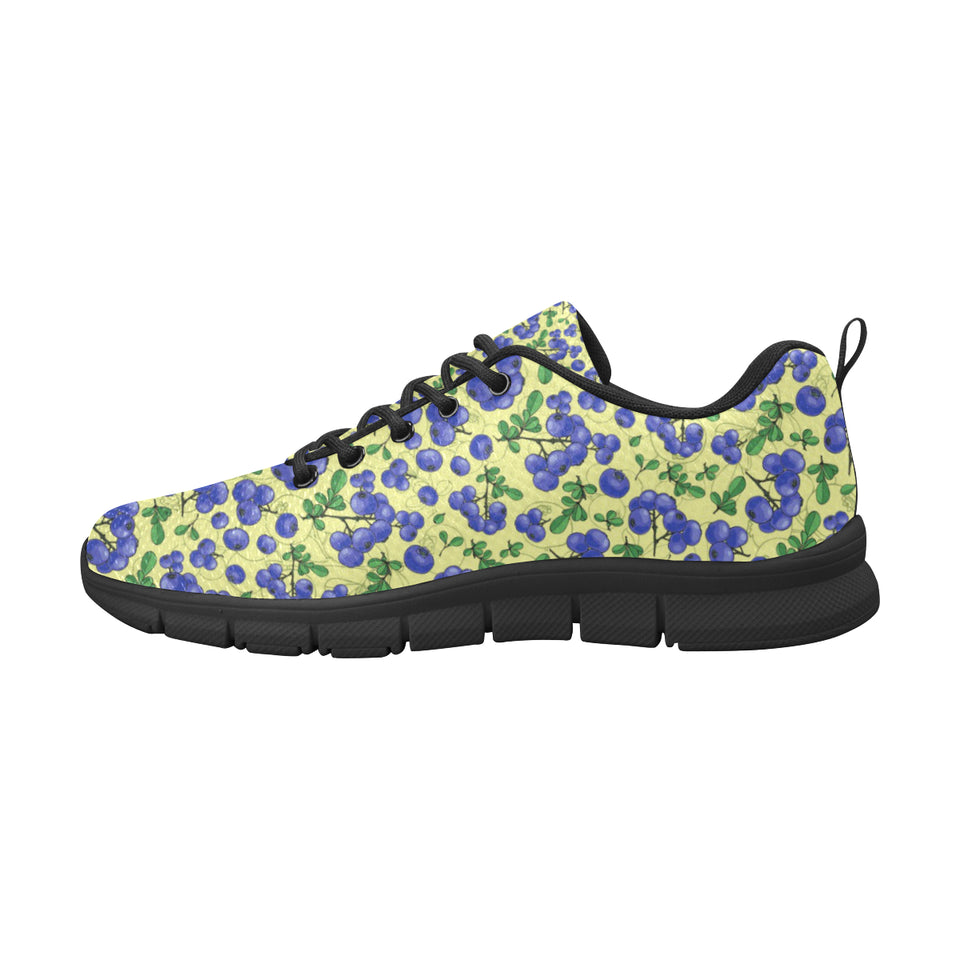 Blueberry Leaves Pattern Men's Sneakers Black