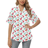 Ladybug Pattern Print Design 03 Women's All Over Print Hawaiian Shirt