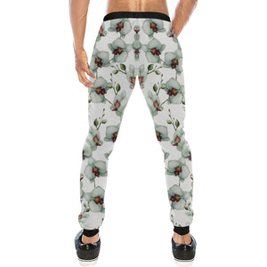 White Orchid Pattern Unisex Casual Sweatpants