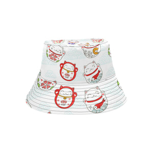 Meneki Neko Lucky Cat Pattern Unisex Bucket Hat