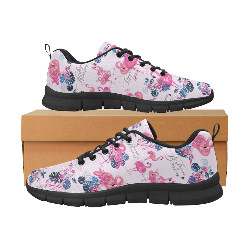 Flamingo Pink Pattern Men's Sneakers Black