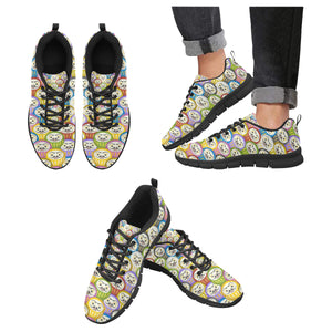 Colorful Daruma Pattern Men's Sneakers Black