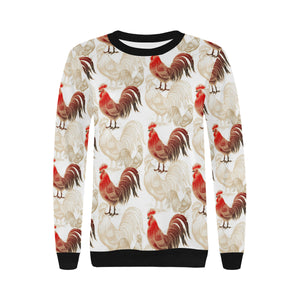 Rooster Chicken Pattern Women's Crew Neck Sweatshirt