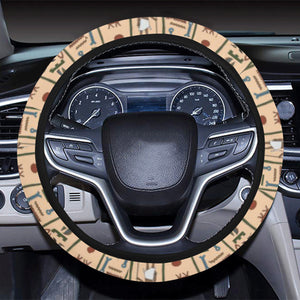 Egypt Hieroglyphics Pattern Print Design 03 Car Steering Wheel Cover