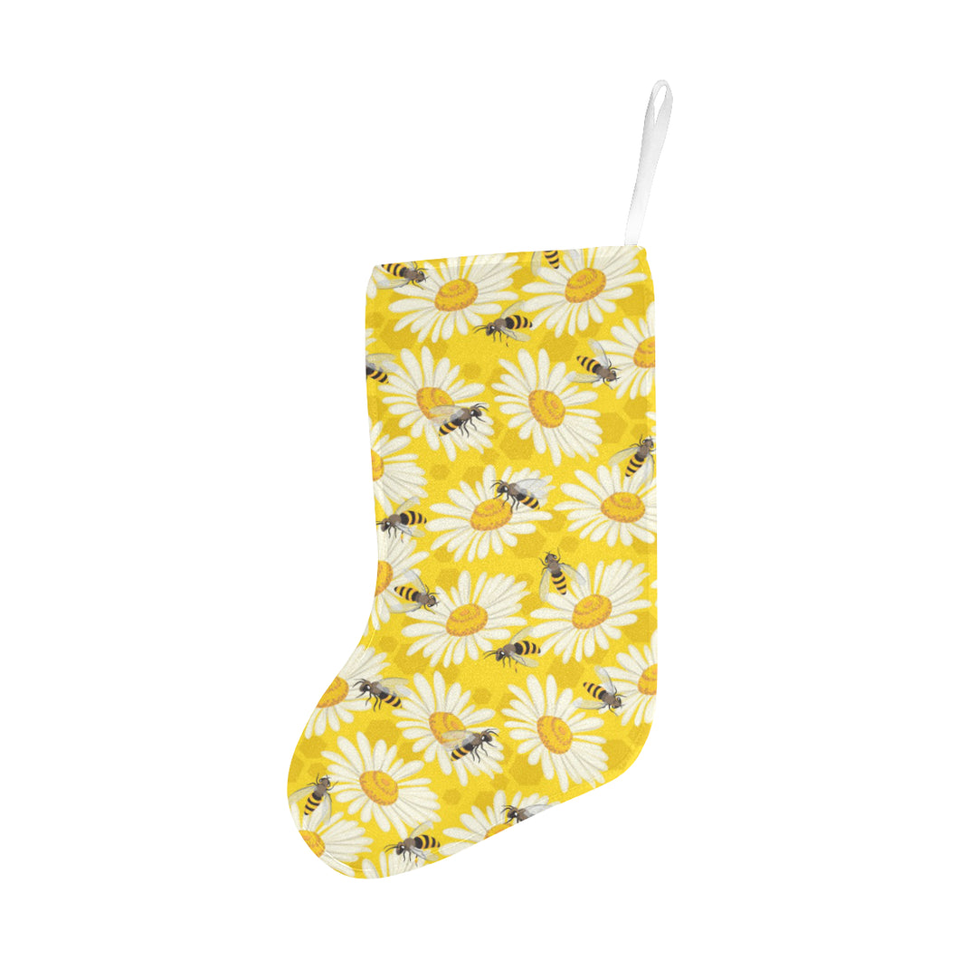 Bee Daisy Pattern Christmas Stocking