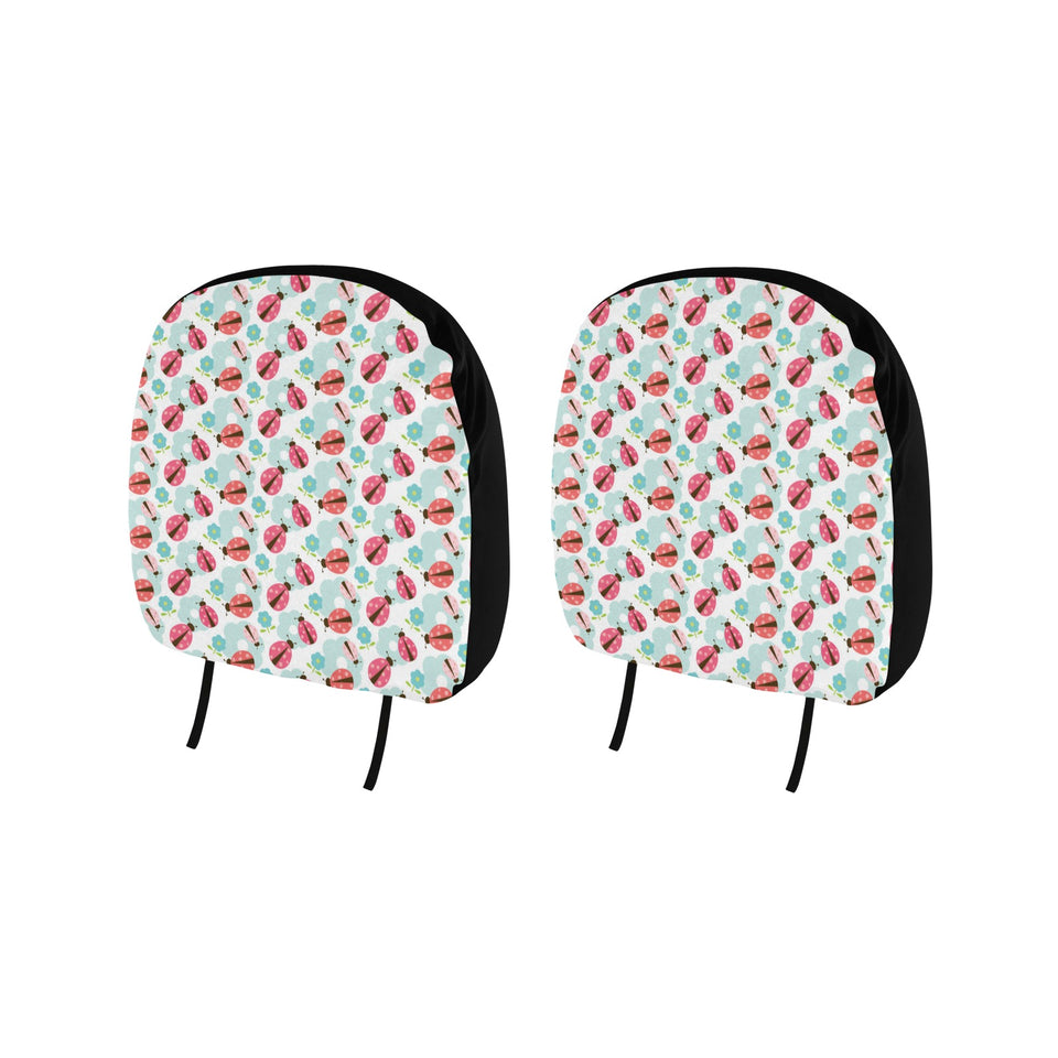 Ladybug Pattern Print Design 03 Car Headrest Cover