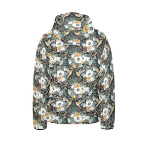 Hummingbird Pattern Print Design 05 Kids' Boys' Girls' Padded Hooded Jacket