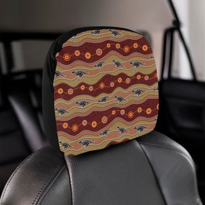 Kangaroo Aboriginal Pattern Car Headrest Cover