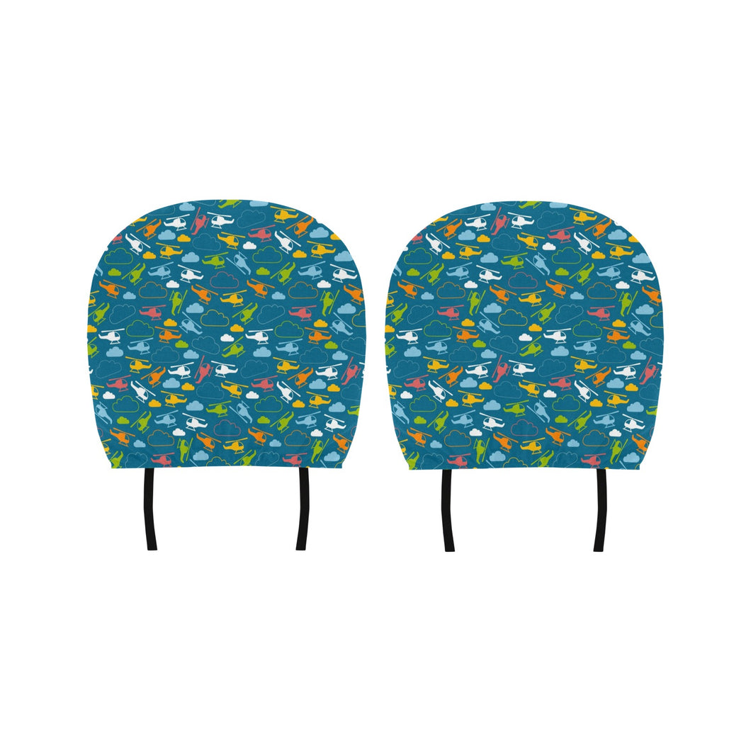 Color Helicopter Pattern Car Headrest Cover