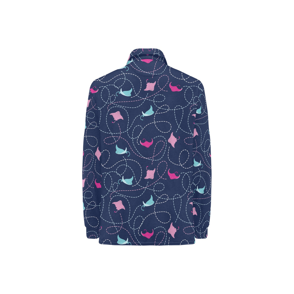 Stingray Pattern Print Design 05 Women's Long Sleeve Polo Shirt