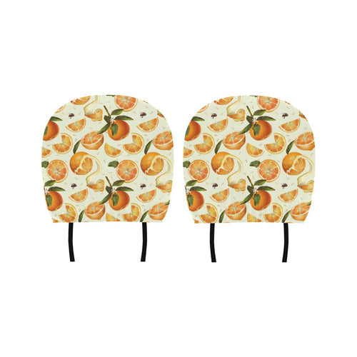 Orange Pattern Car Headrest Cover