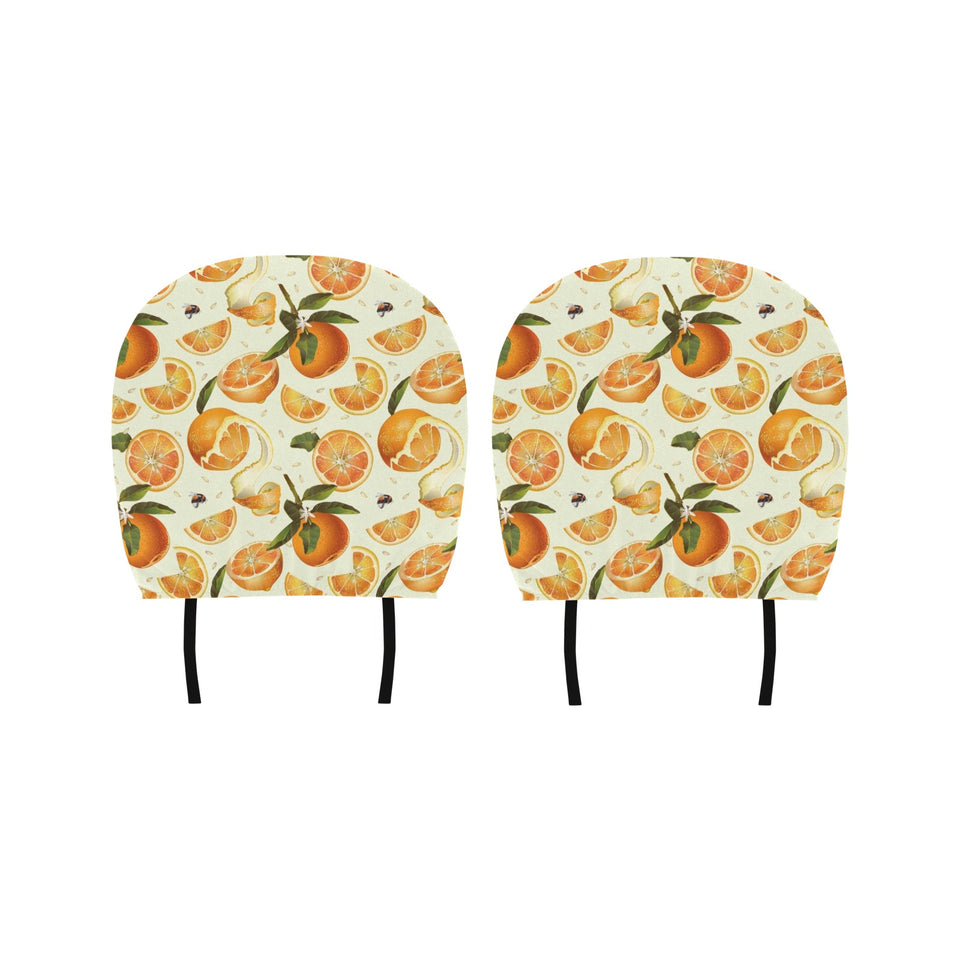 Orange Pattern Car Headrest Cover