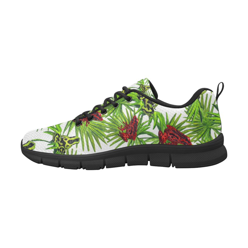 Green Red Frog Pattern Men's Sneakers Black