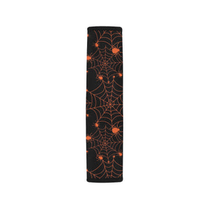 Orange Cobweb Spider Web Pattern Car Seat Belt Cover