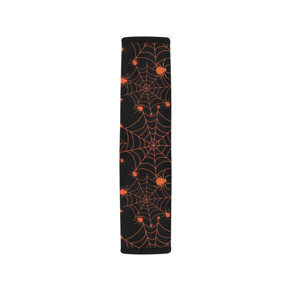 Orange Cobweb Spider Web Pattern Car Seat Belt Cover