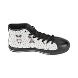 Cute Boston Terrier Pokka Dot Pattern Women's High Top Canvas Shoes Black
