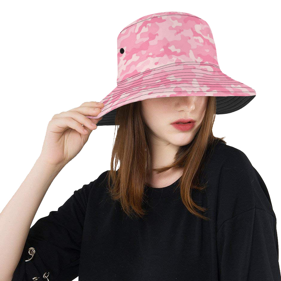 Pink Camo Camouflage Pattern Unisex Bucket Hat