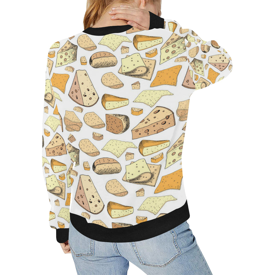 Cheese Pattern Theme Women's Crew Neck Sweatshirt