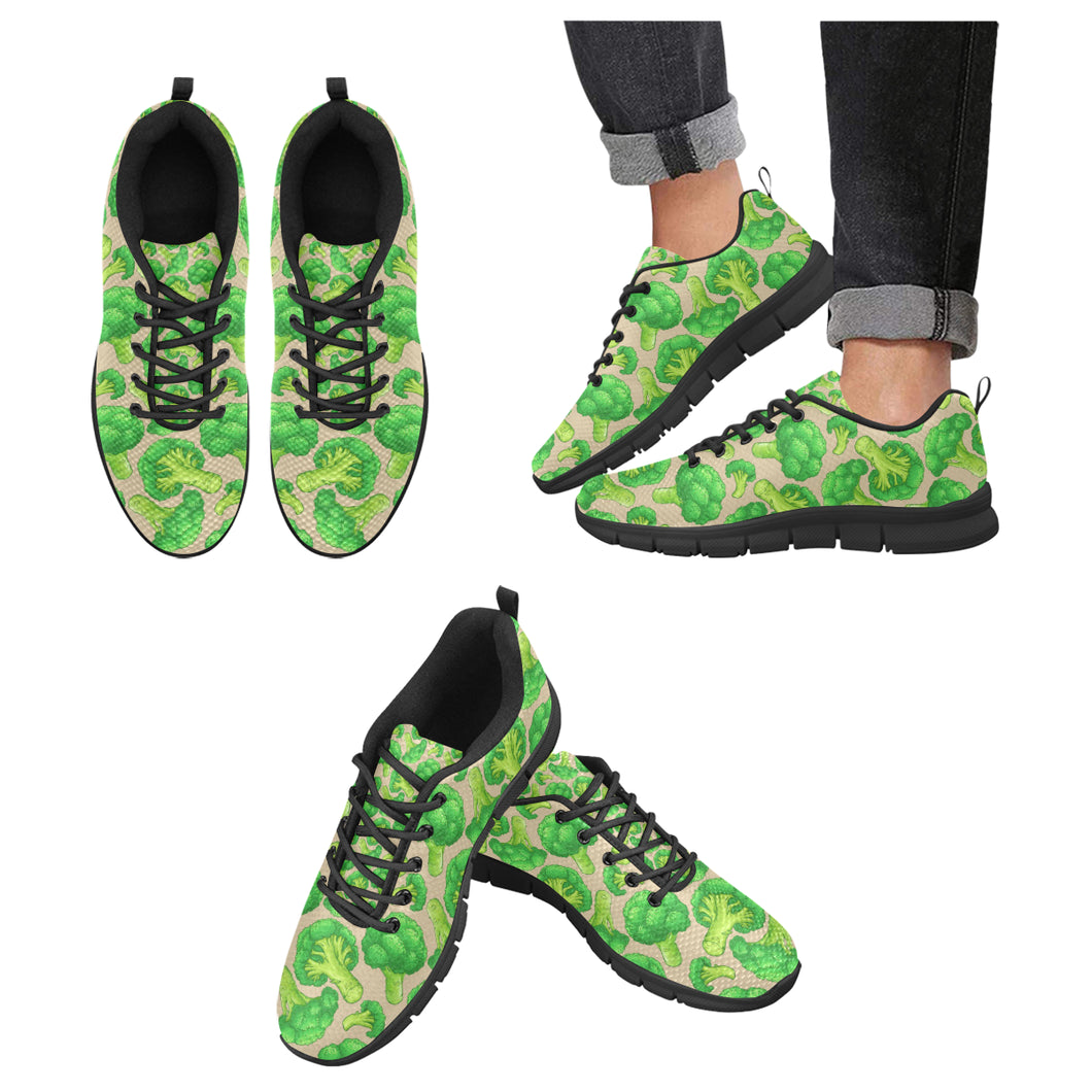 Broccoli Pattern Pink background Men's Sneakers Black