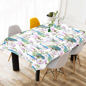 Peacock Pink Flower Pattern Tablecloth