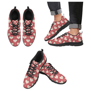 Heart Red Pattern Men's Sneakers Black