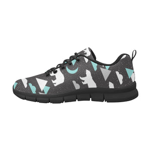 Polar Bear Moon Pattern Men's Sneakers Black