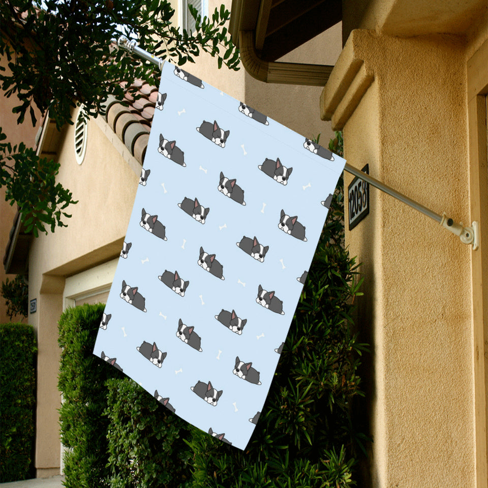 Sleep Boston Terrier Bone Pattern House Flag Garden Flag