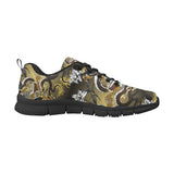 Gold Dragon Pattern Men's Sneakers Black