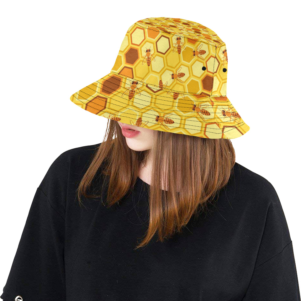 Bee and Honeycomb Pattern Unisex Bucket Hat