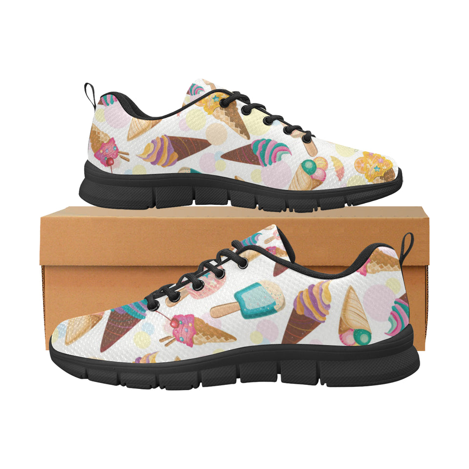 Colorful Ice Cream Pattern Men's Sneakers Black