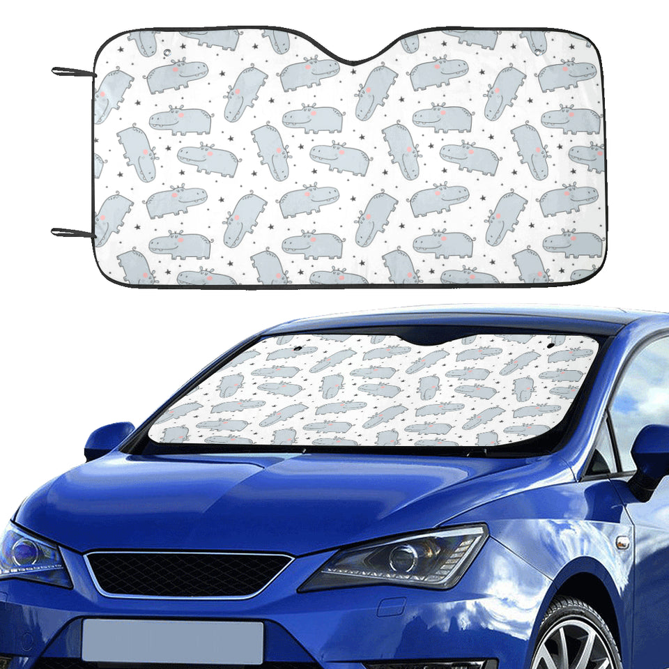 Hippopotamus Pattern Print Design 01 Car Sun Shade