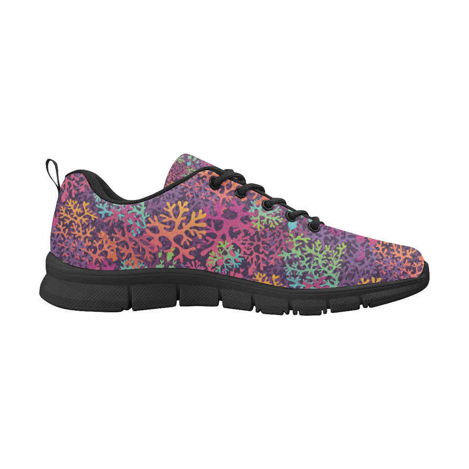 Coral Reef Pattern Print Design 03 Women's Sneakers Black