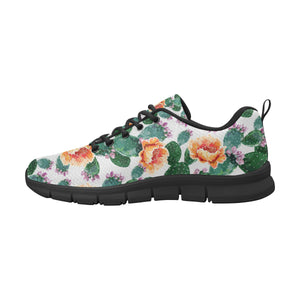 Cactus and Flower Pattern Men's Sneakers Black