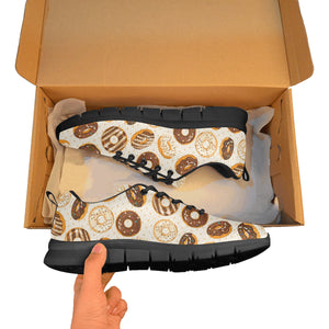 Chocolate Donut Pattern Men's Sneakers Black