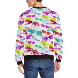 Colorful Dragonfly Pattern Men's Crew Neck Sweatshirt