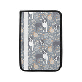 Boston Terrier Flower Pattern Gray Background Car Seat Belt Cover