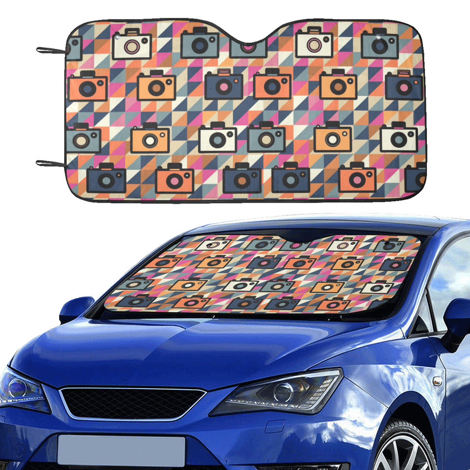 Camera Pattern Print Design 01 Car Sun Shade